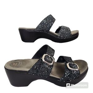 Dansko Sandals Womens Size 40  US 9.5-10) Sophie Metallic Polka Dot Double Strap